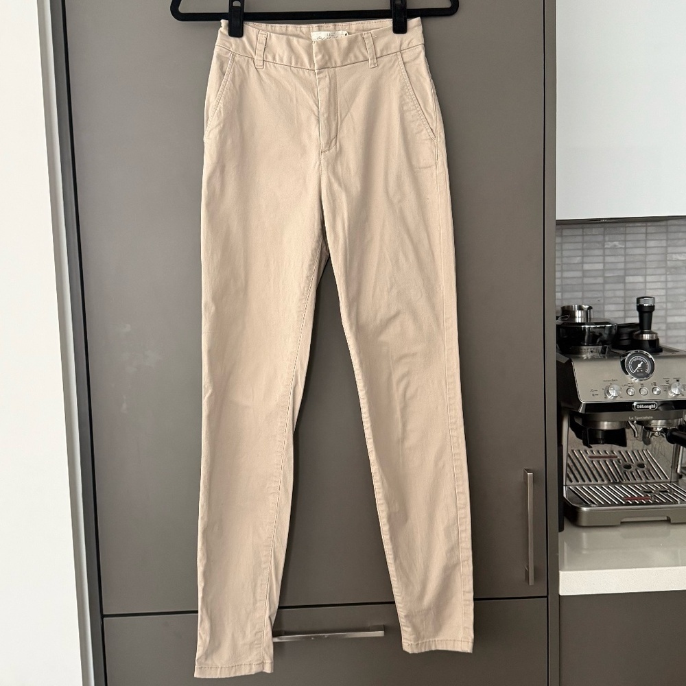 Beige Brown Cotton Tailored Dress Pants Work Pants Office Attire – Size 2